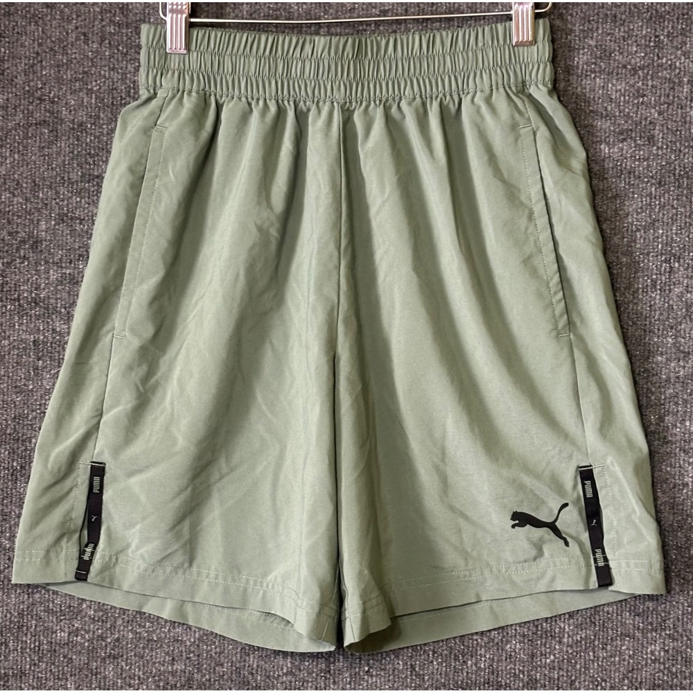 Puma Mens Sage Green Athletic Training Shorts Small Elastic Waist 7 Inch Inseam - Picture 1 of 7